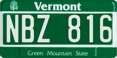 VT license plate NBZ816