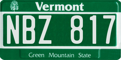 VT license plate NBZ817
