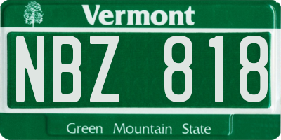 VT license plate NBZ818