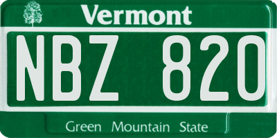 VT license plate NBZ820