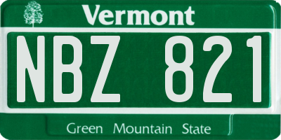 VT license plate NBZ821