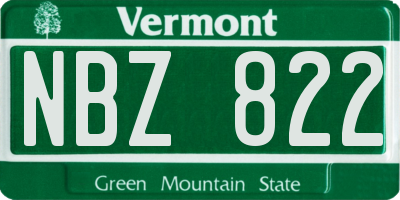 VT license plate NBZ822