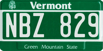 VT license plate NBZ829