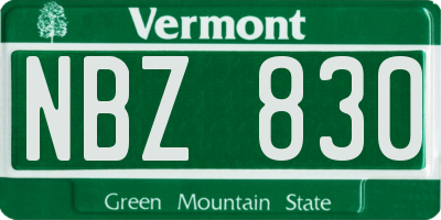 VT license plate NBZ830
