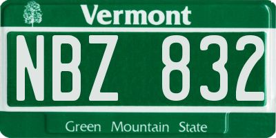 VT license plate NBZ832