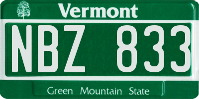 VT license plate NBZ833