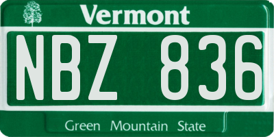 VT license plate NBZ836