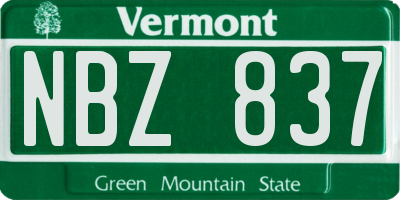 VT license plate NBZ837