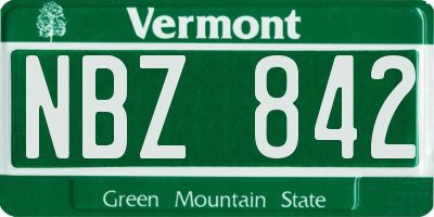 VT license plate NBZ842