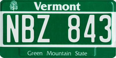 VT license plate NBZ843
