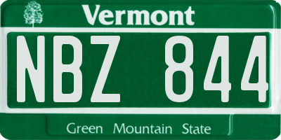 VT license plate NBZ844