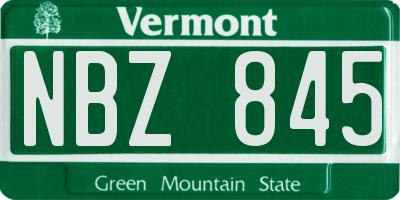 VT license plate NBZ845