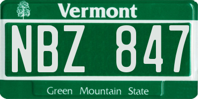 VT license plate NBZ847