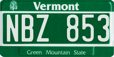 VT license plate NBZ853