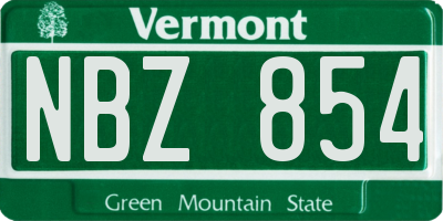 VT license plate NBZ854