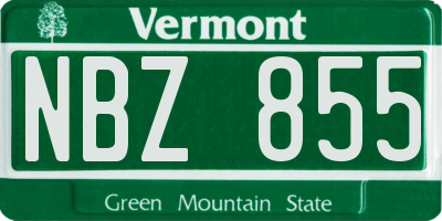 VT license plate NBZ855
