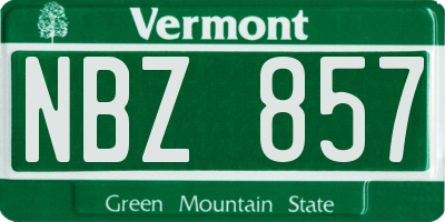 VT license plate NBZ857