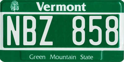 VT license plate NBZ858