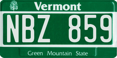 VT license plate NBZ859