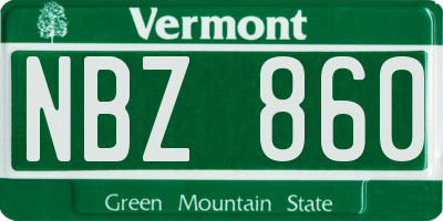 VT license plate NBZ860