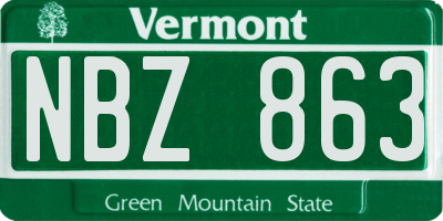 VT license plate NBZ863