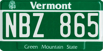 VT license plate NBZ865