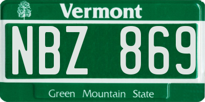 VT license plate NBZ869
