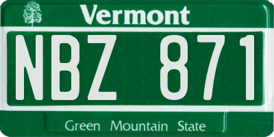 VT license plate NBZ871