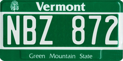 VT license plate NBZ872