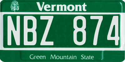 VT license plate NBZ874