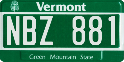 VT license plate NBZ881