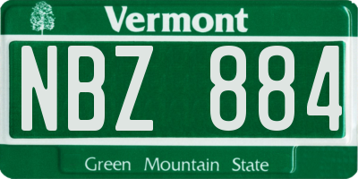 VT license plate NBZ884