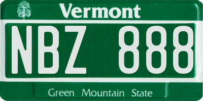 VT license plate NBZ888