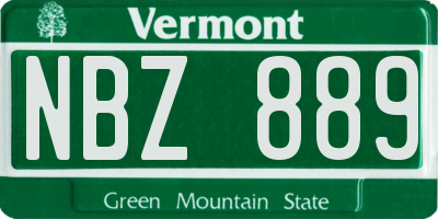 VT license plate NBZ889