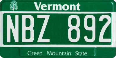 VT license plate NBZ892