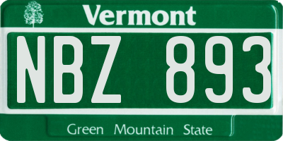 VT license plate NBZ893