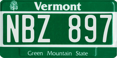 VT license plate NBZ897