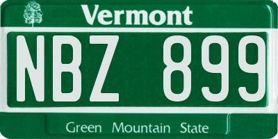 VT license plate NBZ899