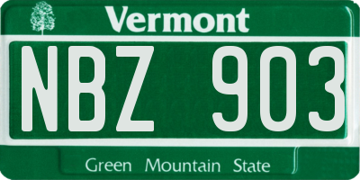 VT license plate NBZ903