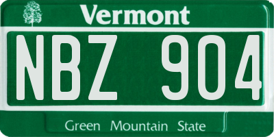 VT license plate NBZ904