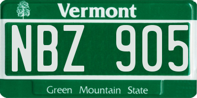 VT license plate NBZ905