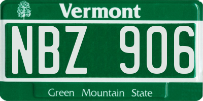 VT license plate NBZ906
