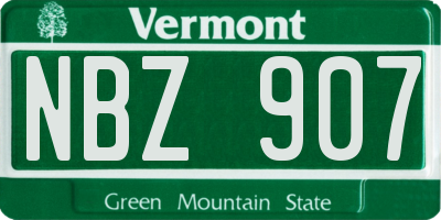 VT license plate NBZ907