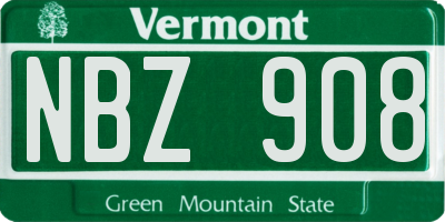 VT license plate NBZ908