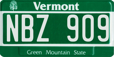 VT license plate NBZ909