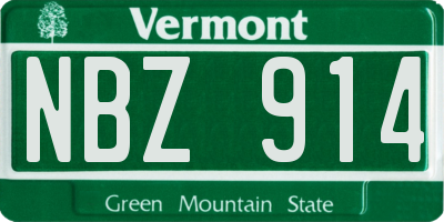 VT license plate NBZ914