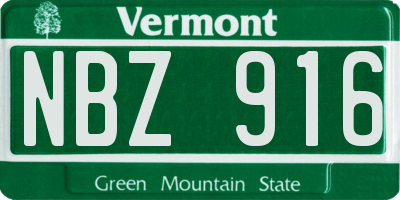 VT license plate NBZ916