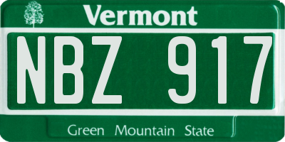 VT license plate NBZ917