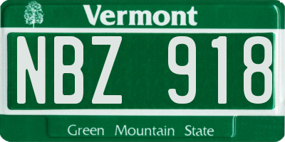 VT license plate NBZ918