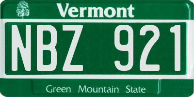 VT license plate NBZ921